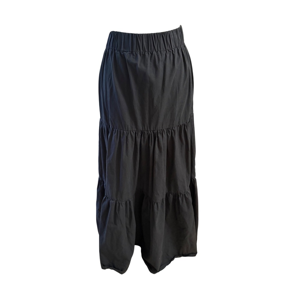 DISSH Black Cotton Tiered Maxi Skirt Size 2